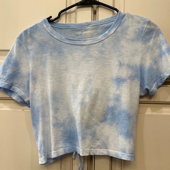 aerie Tops - Light Blue Tie-Dye Crop Top with Drawstring